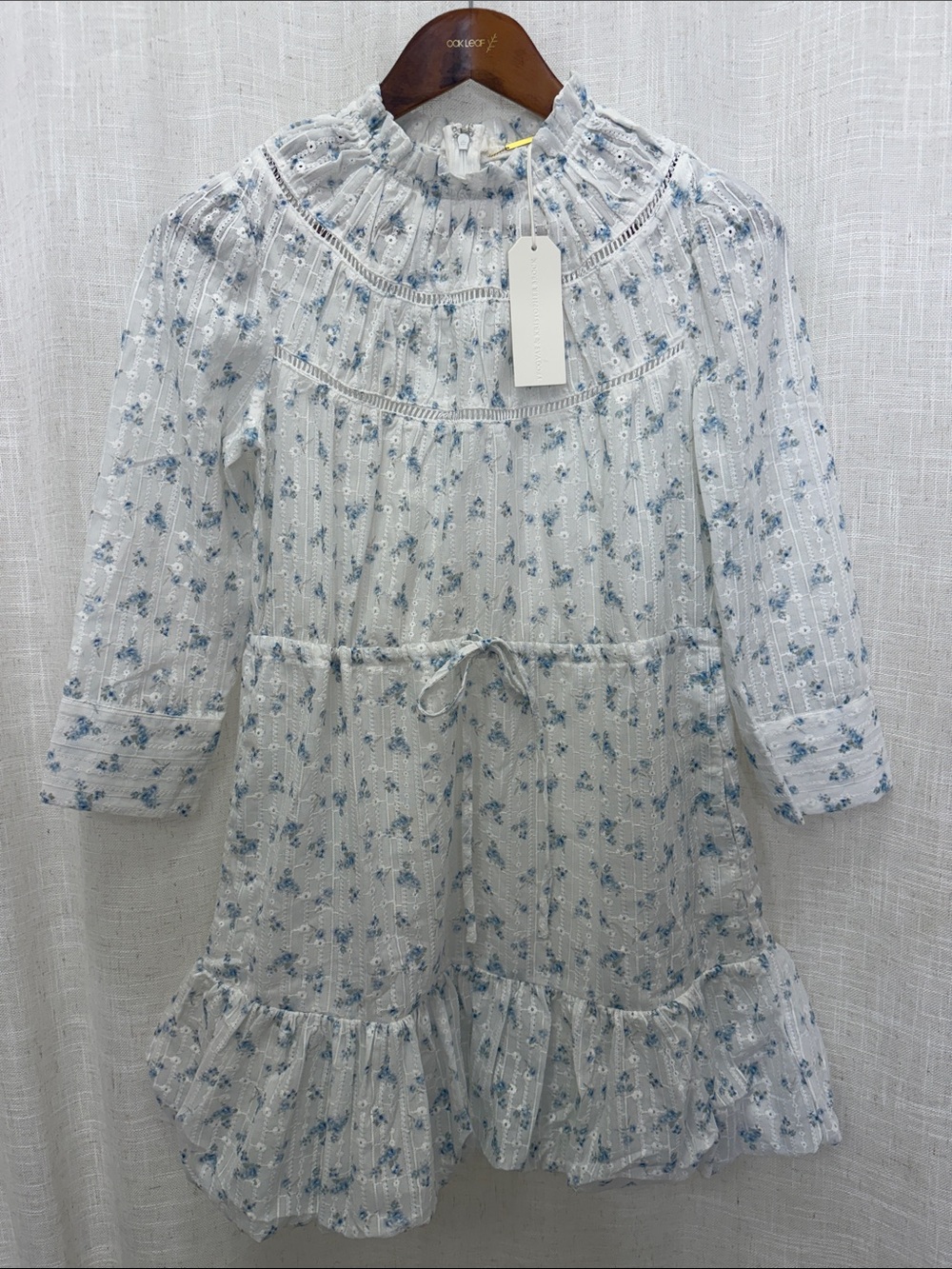 Tecovas X Kristopher Brock Long Sleeve Blue Floral Ruffle Dress Size Small